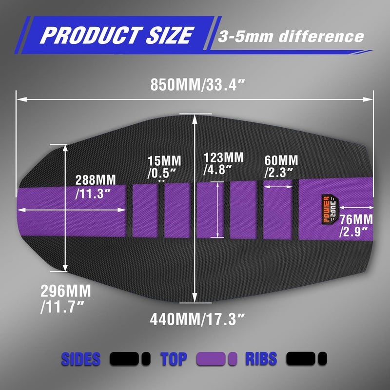 fewfuss Gripper Rubber Dirt Bike Seat Cover - Universal Soft Seat Cover for Most Dirt Bike Motorcycle (Black-Purple) - Image 4